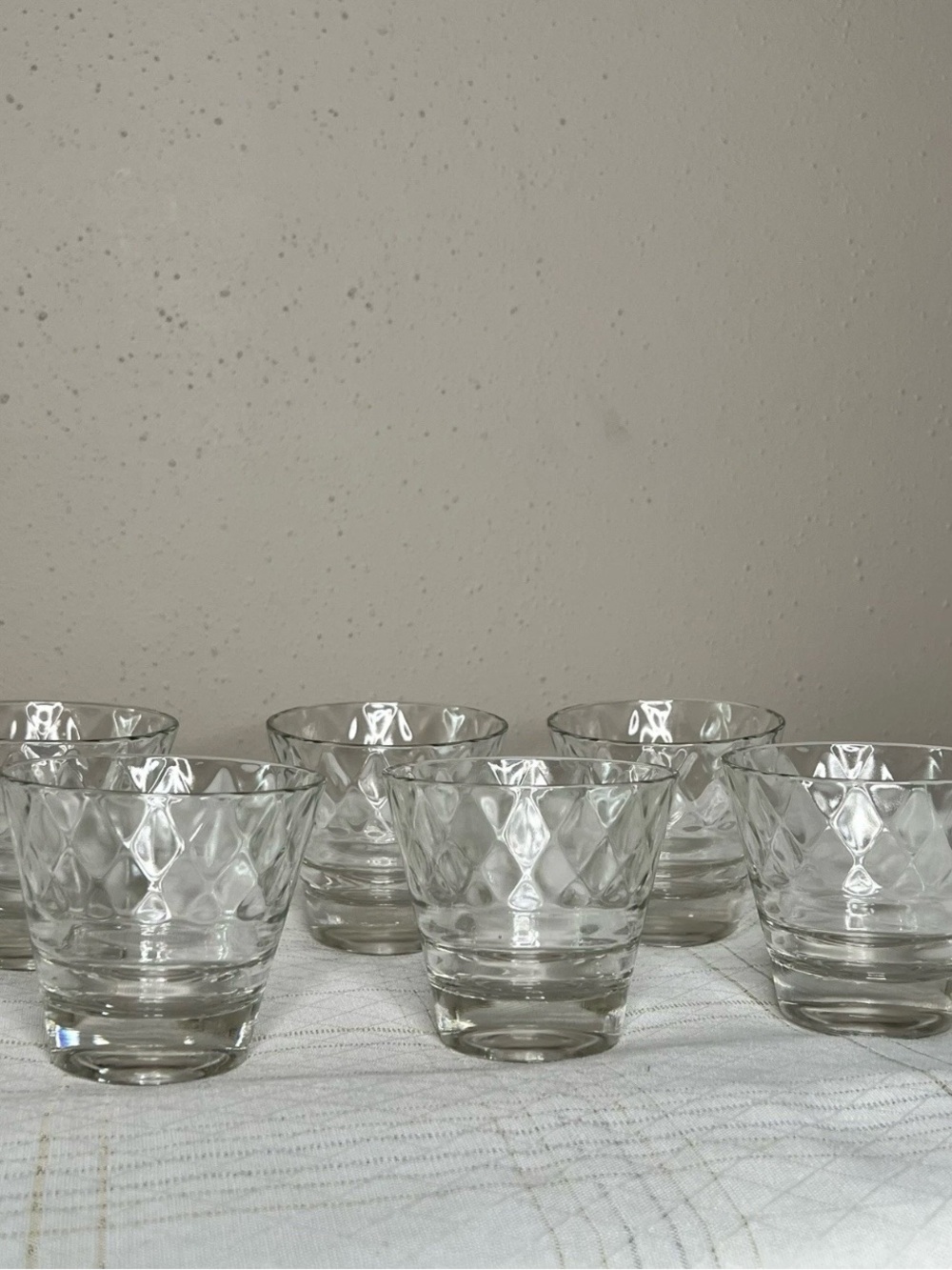 Clear Diamond-Pattern Glass Tumbler Set - 6 Pack vintage